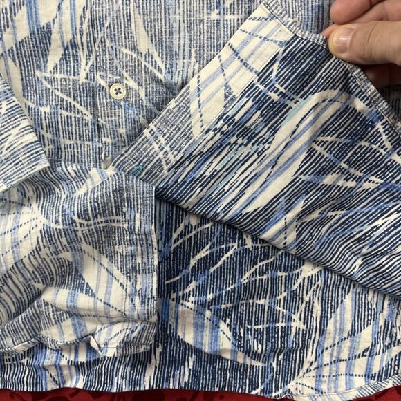 Tommy Bahama Shirt Mens Large Floral Linen Blend Reverse Print Button Up - Picture 12 of 13